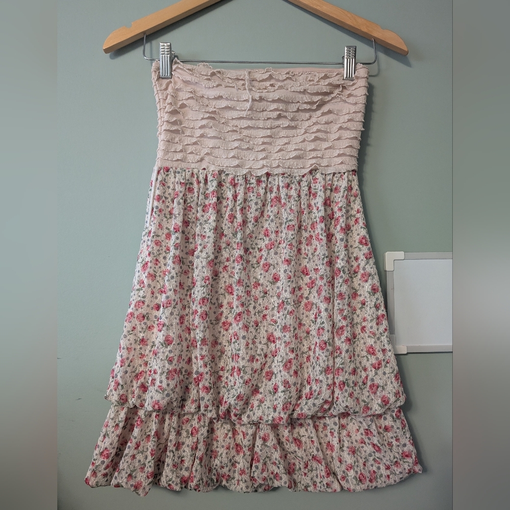 Strapless Dress With Floral Lace